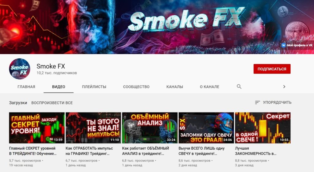 Ютуб-канал трейдера Smoke FX
